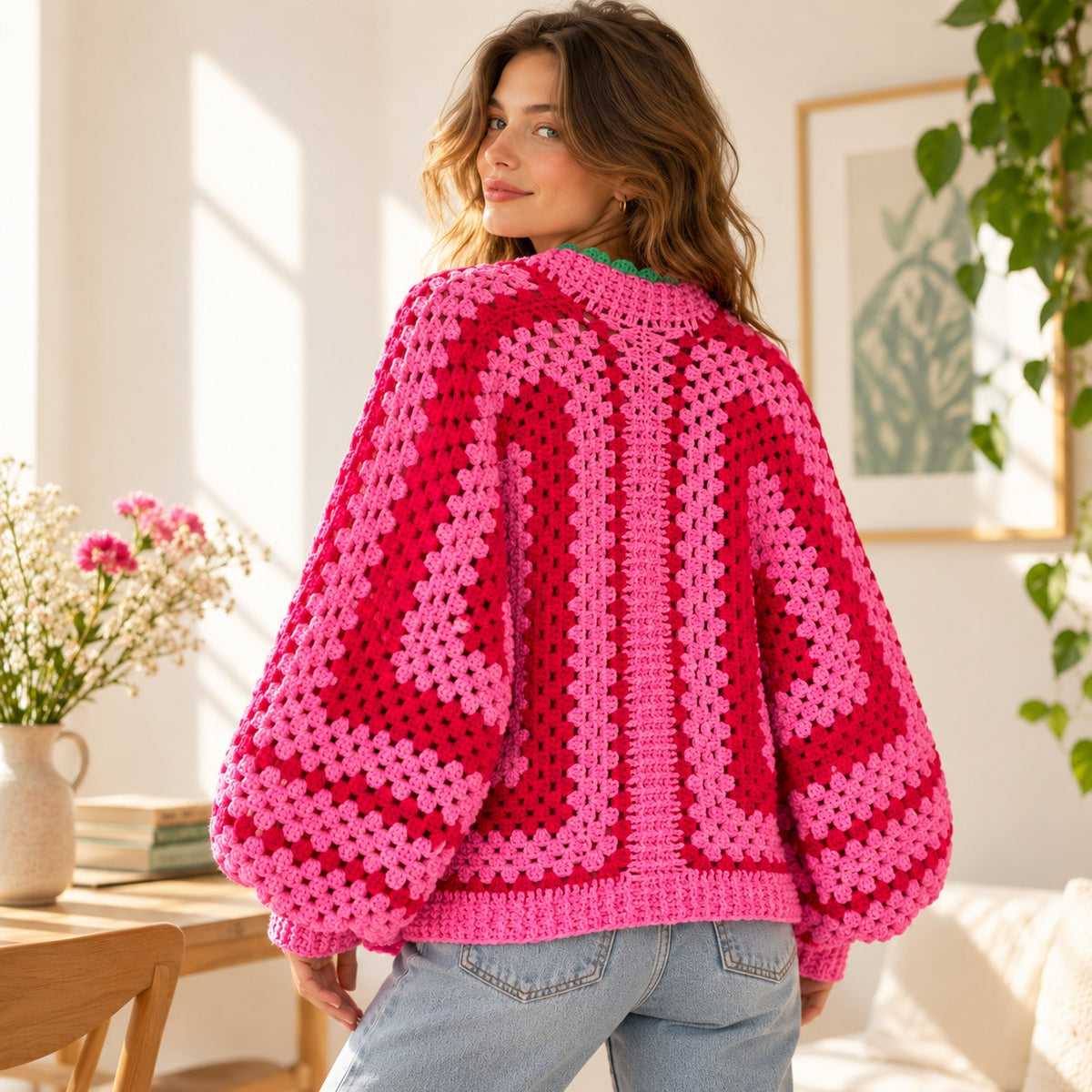 Marylebone Crochet Cardigan Pattern PDF – Pink Granny Style Sweater