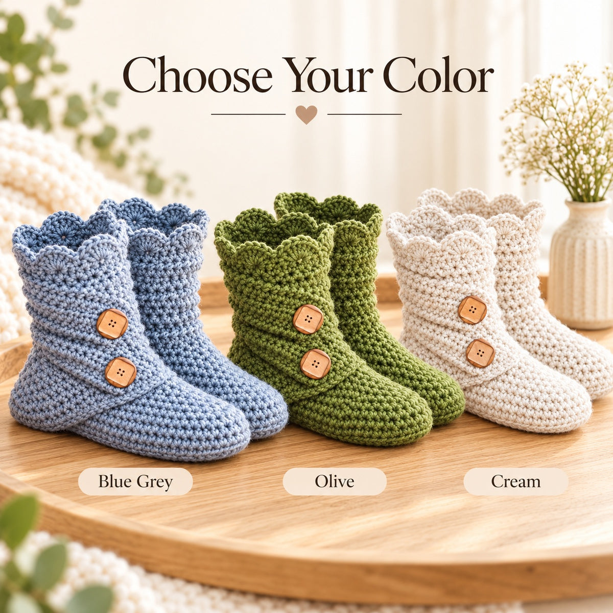 Crochet Slipper Boots Pattern PDF – Women's Cozy House Shoes