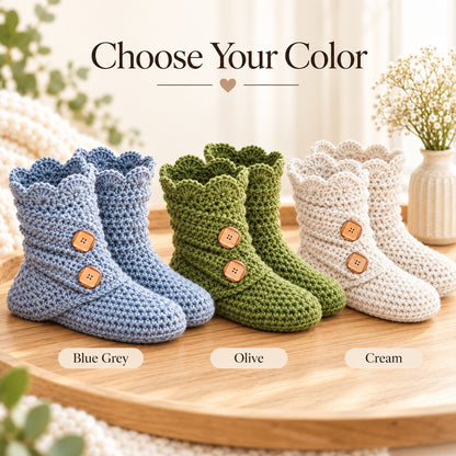 Crochet Slipper Boots Pattern PDF – Women's Cozy House Shoes