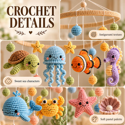 Ocean Animals Baby Mobile Crochet Pattern PDF – Amigurumi Sea Animals & Nursery Decor