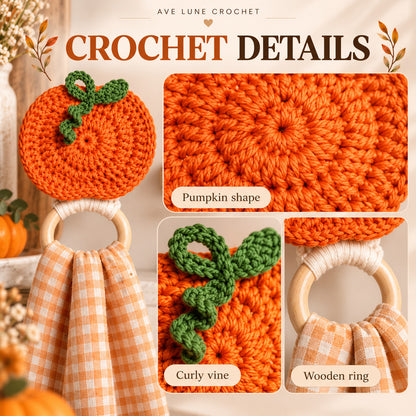 Pumpkin Towel Holder Crochet Pattern PDF – Fall Kitchen Decor