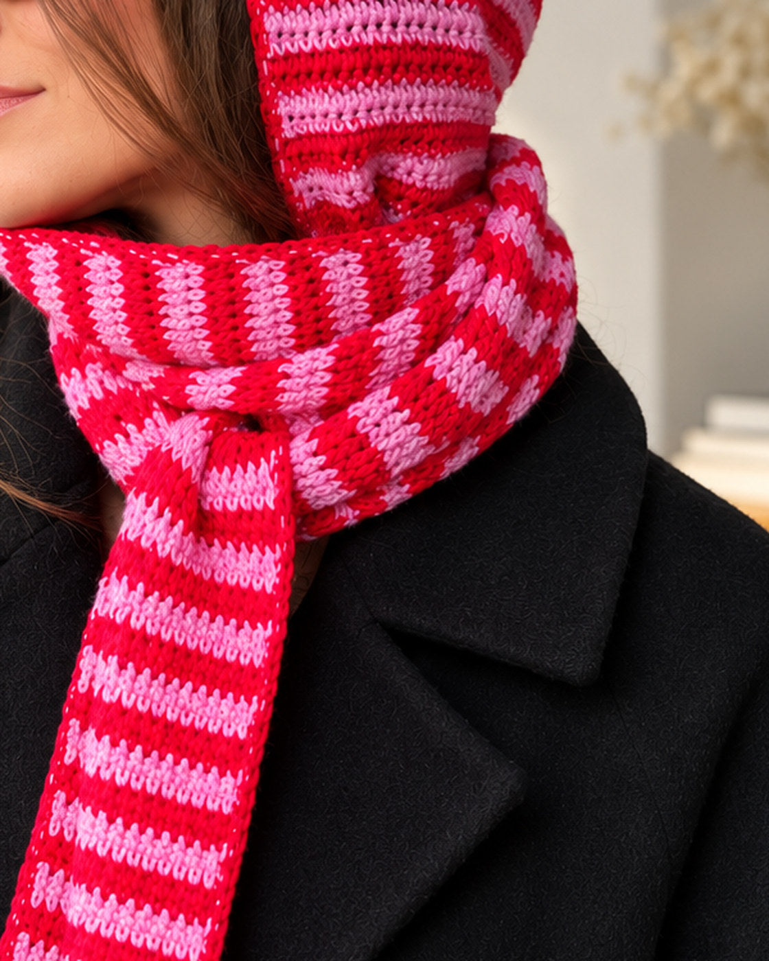 Crochet Hooded Scarf Pattern PDF + Video Tutorial – Striped Sophie Hood