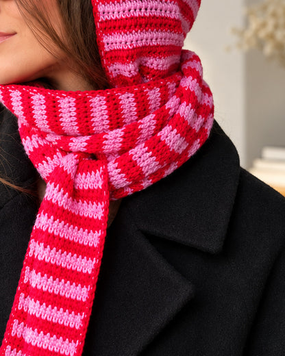 Crochet Hooded Scarf Pattern PDF + Video Tutorial – Striped Sophie Hood