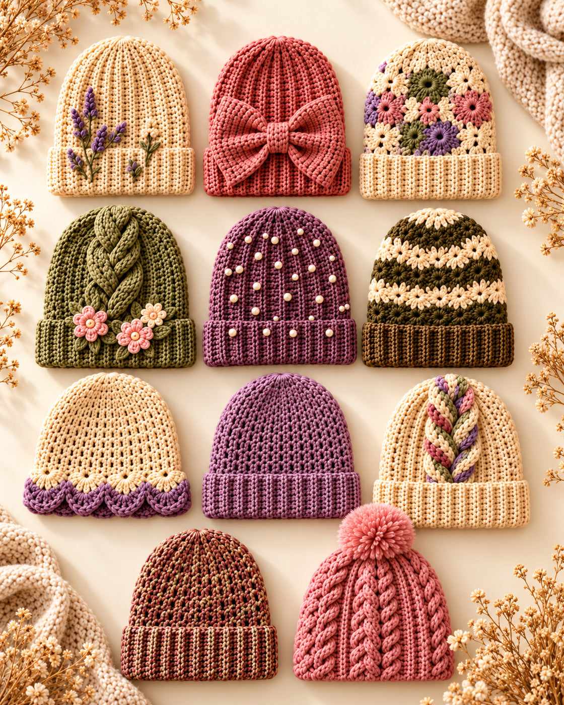 12 Crochet Beanies Bundle – Crochet Hat Patterns PDF | Ave Lune Crochet