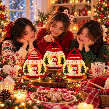 Christmas Snowman Lantern Crochet Pattern PDF – Light-Up Holiday Decor