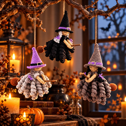 Flying Witch Crochet Pattern PDF – Halloween Witch Ornament