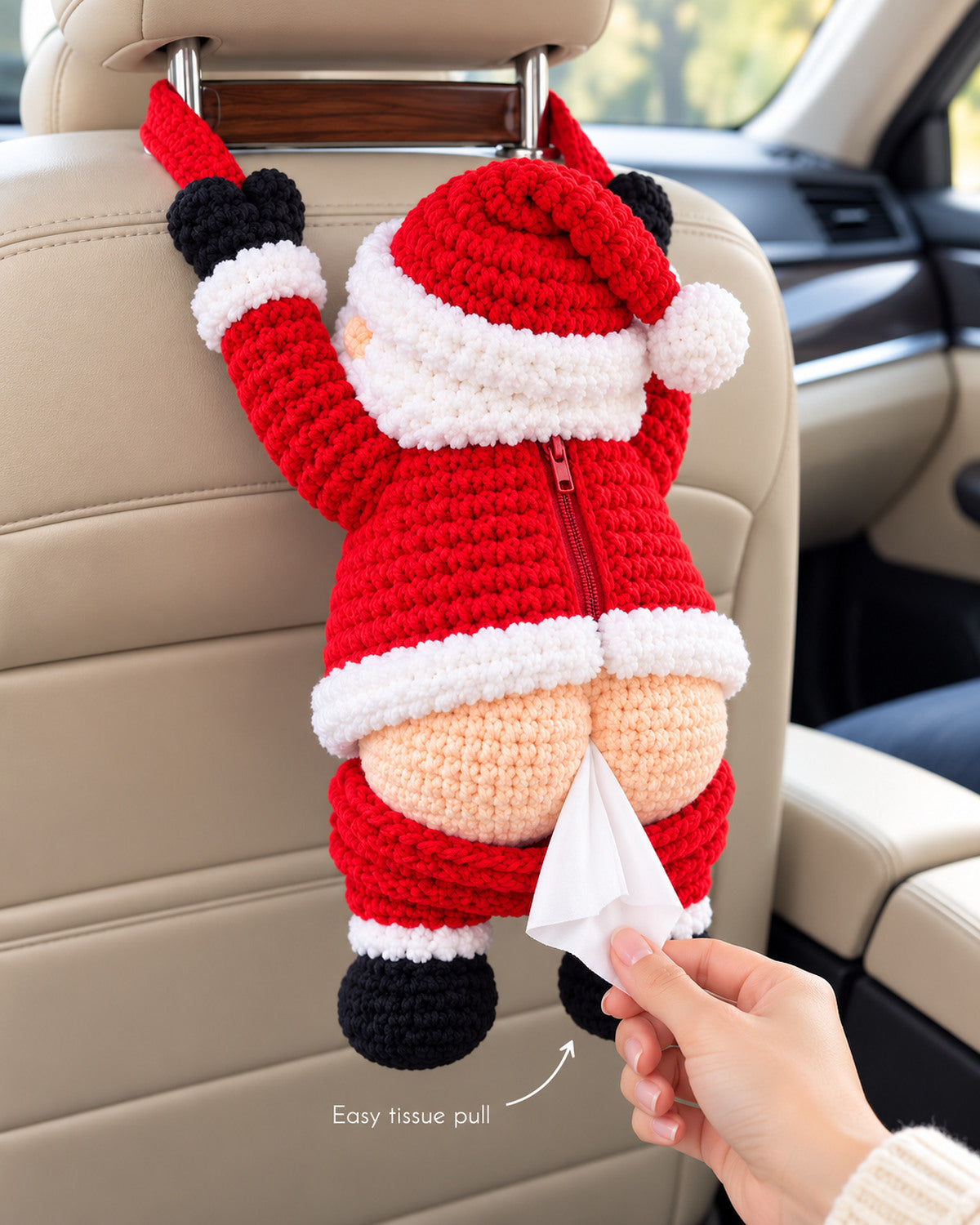 Funny Santa Tissue Holder Crochet Pattern PDF – Christmas Car Decor