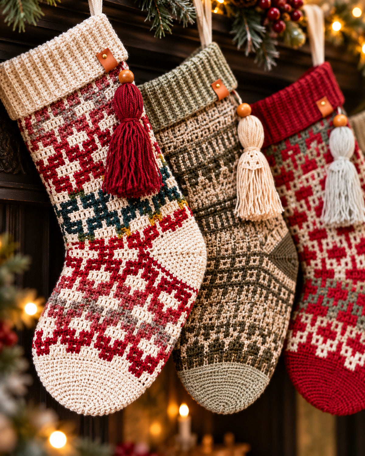 Mosaic Crochet Christmas Stocking Pattern Bundle PDF – 5 Designs