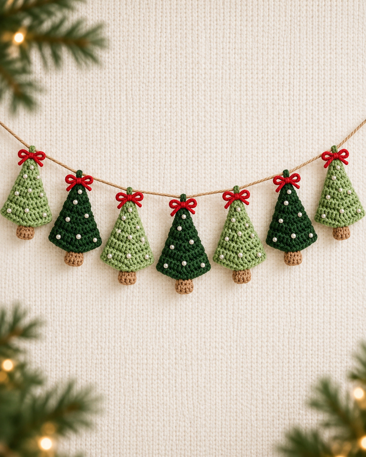 Christmas Tree Garland Crochet Pattern PDF – Mini Holiday Tree Bunting | Ave Lune Crochet