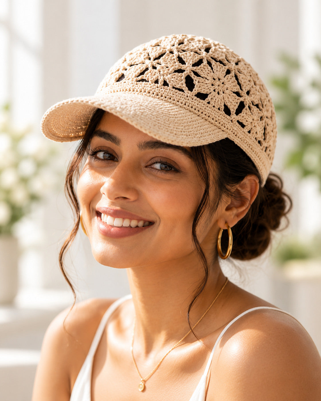 Floral Lace Crochet Cap Pattern PDF + Video – Crochet Baseball Hat