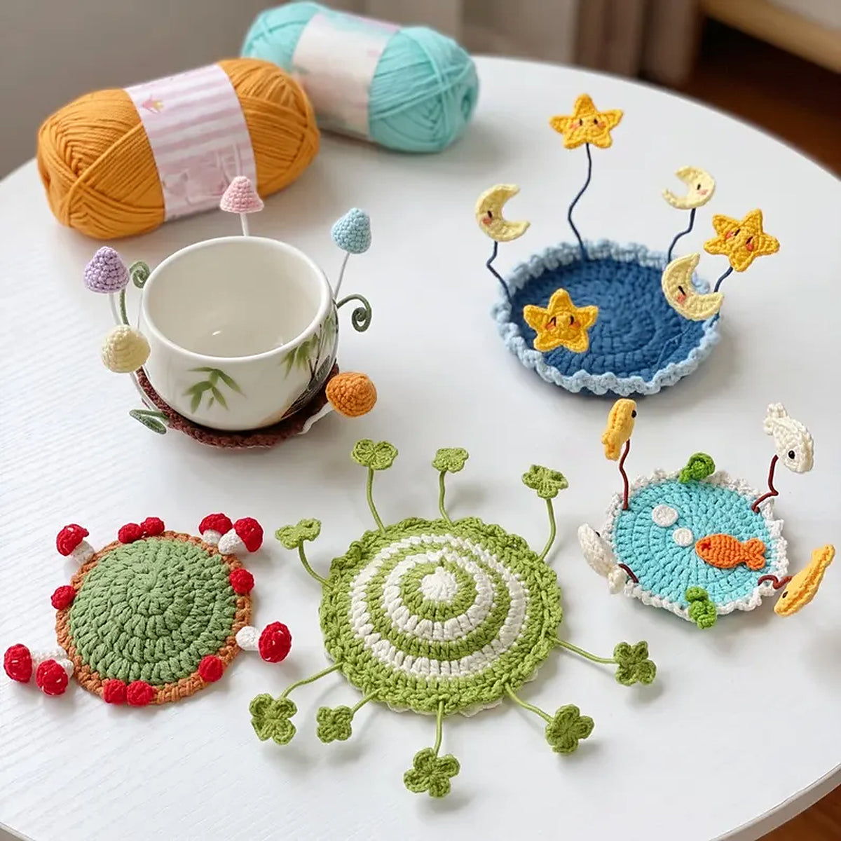 16-in-1 Flip-Up Coaster Crochet Pattern PDF – Floral & Themed Coaster Bundle