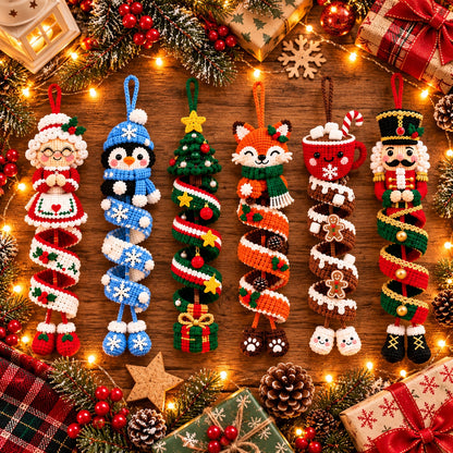 Christmas Spiral Ornaments Crochet Pattern PDF Bundle – 6 Festive Designs