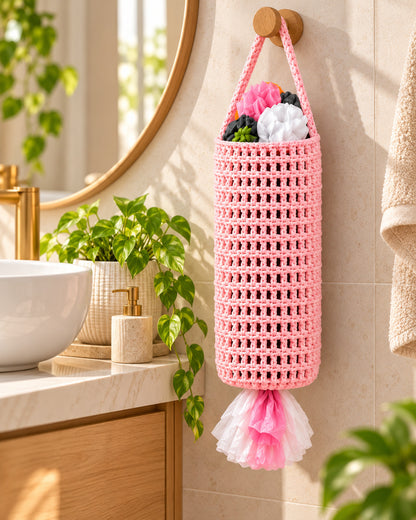 Crochet Plastic Bag Holder Pattern PDF – Hanging Mesh Bag Dispenser