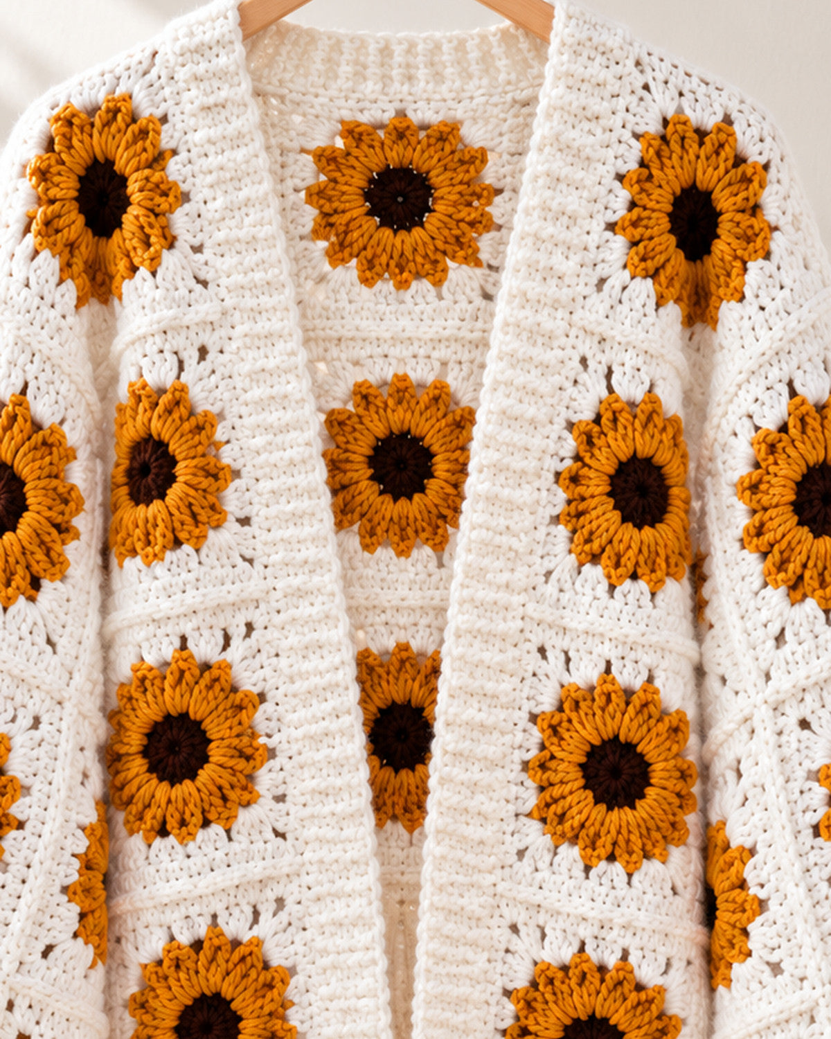 Sunflower Granny Square Cardigan Crochet Pattern PDF – Oversized Floral Cardigan