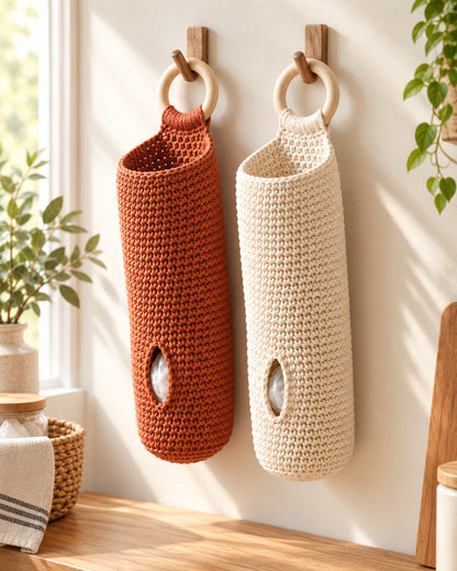 Tuck-Away Bag Keeper Crochet Pattern PDF – Hanging Plastic Bag Holder