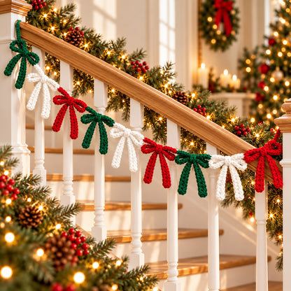 Crochet Christmas Bow Garland Pattern PDF