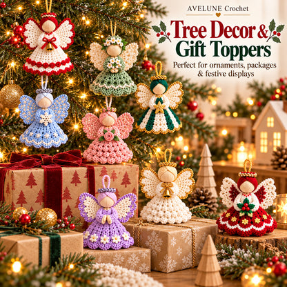 20-in-1 Crochet Angel Ornament Pattern PDF Bundle | Christmas Tree Decor & Gift Toppers