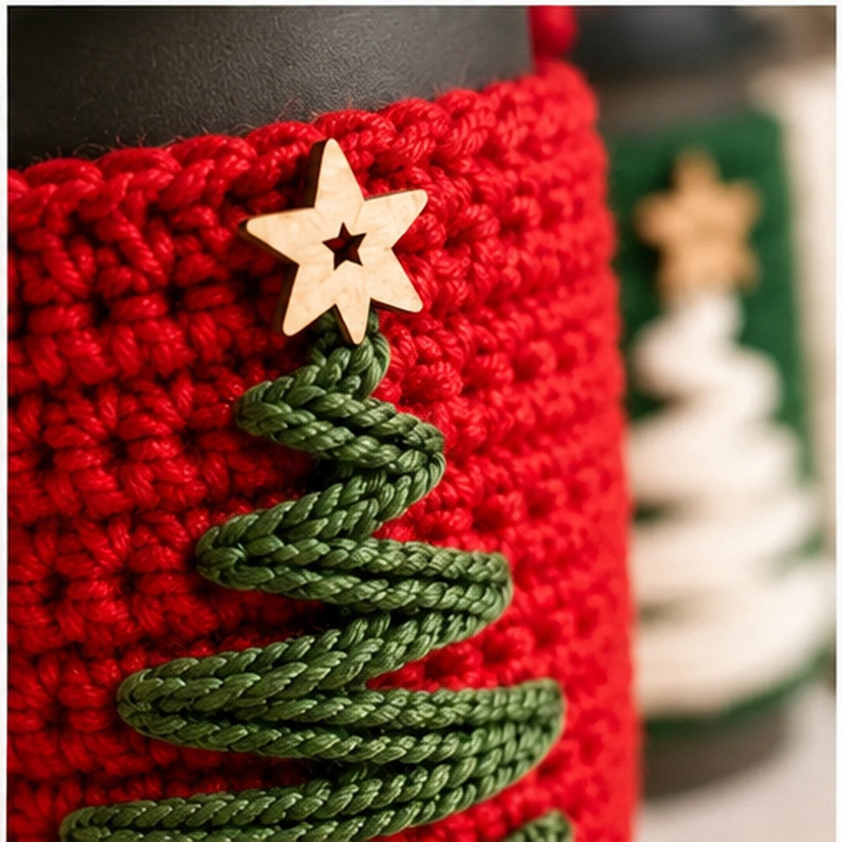 Christmas Mug Cozy Crochet Pattern PDF | Holiday Coffee Cup Sleeve | Christmas Tree Cup Cozy | 4 Languages
