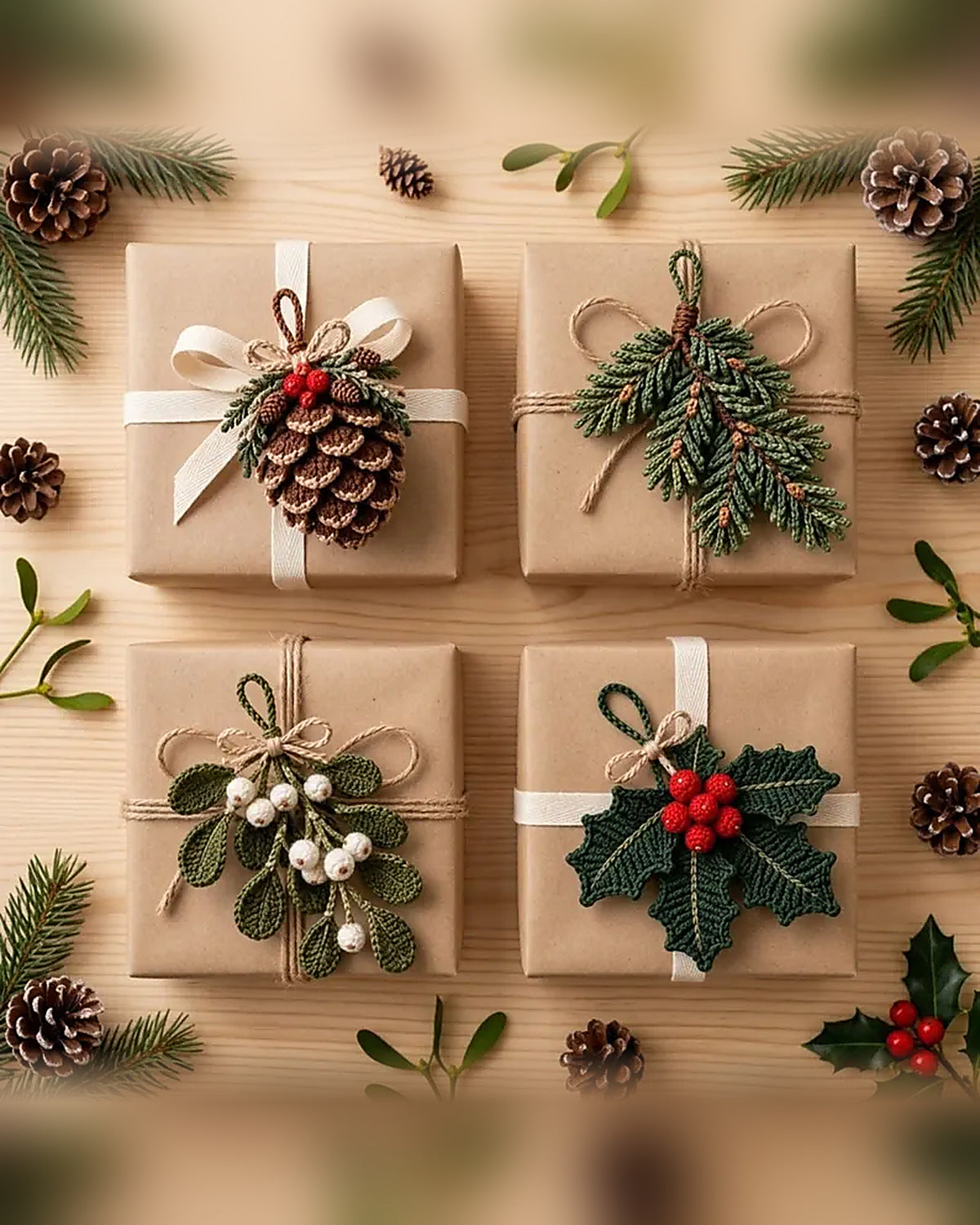 Christmas Crochet Ornament Pattern Bundle PDF – 4 Woodland Designs