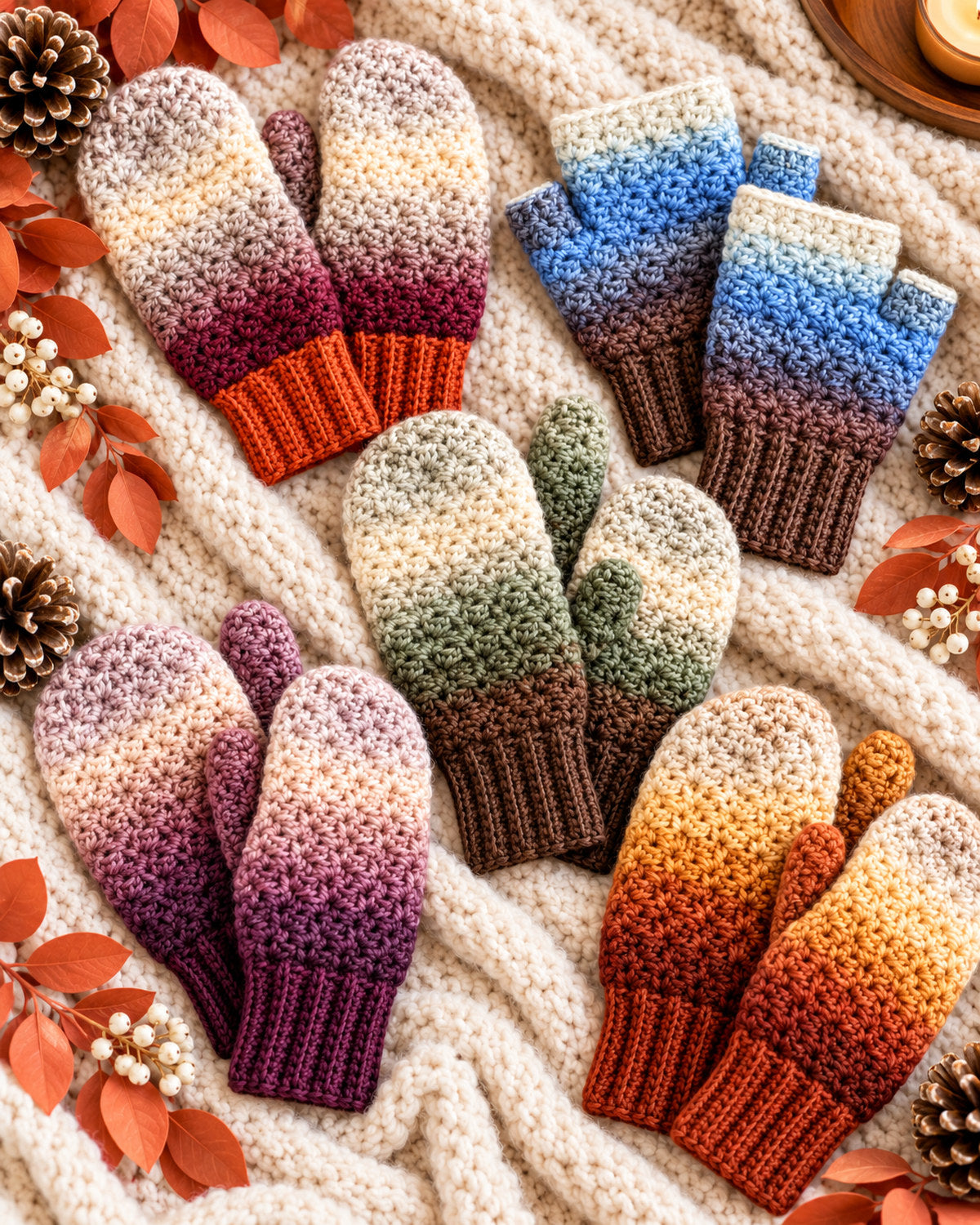 Chunky Suzette Mittens & Fingerless Gloves Crochet Pattern PDF + Video