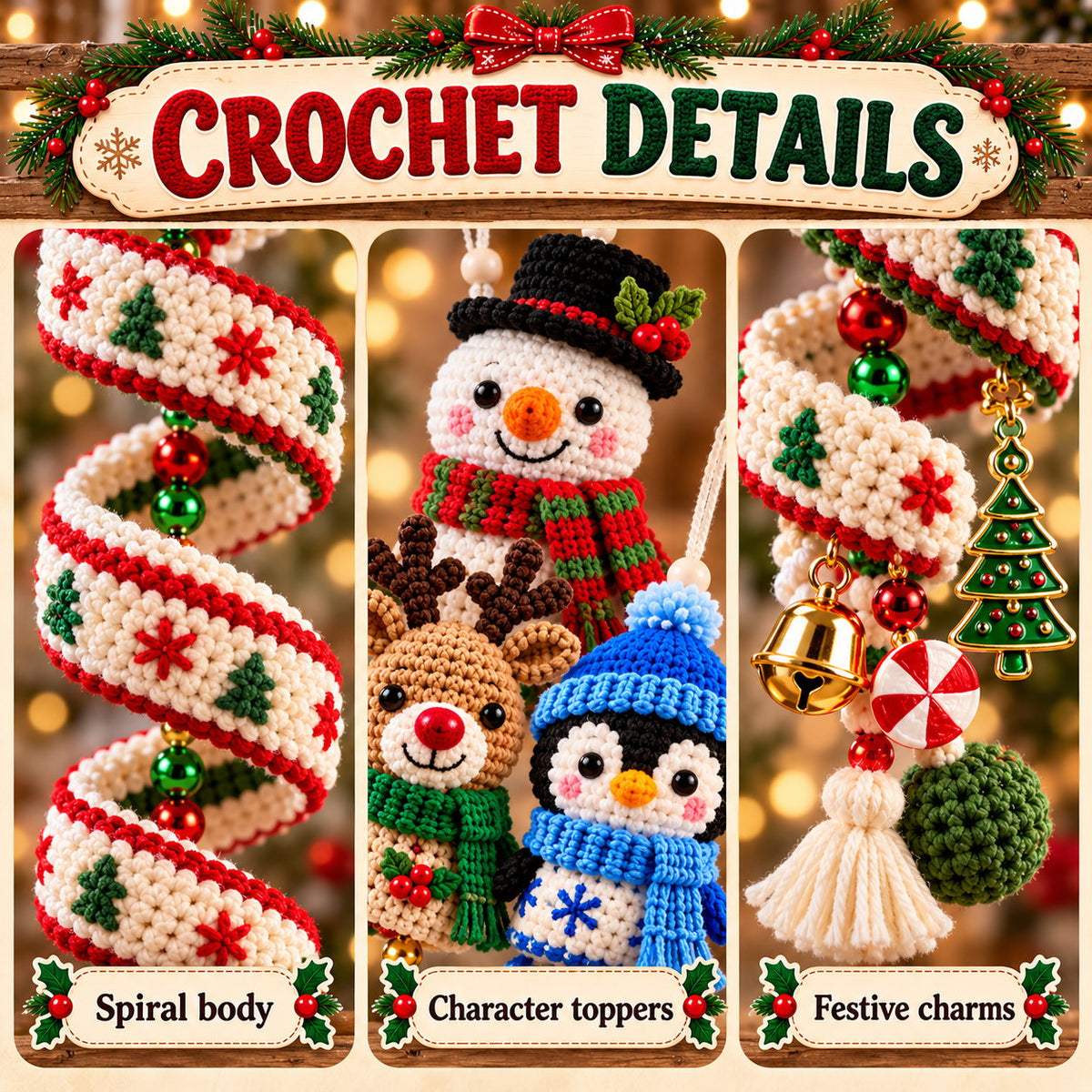 10+ Christmas Spiral Crochet Pattern Bundle PDF – Amigurumi Ornaments