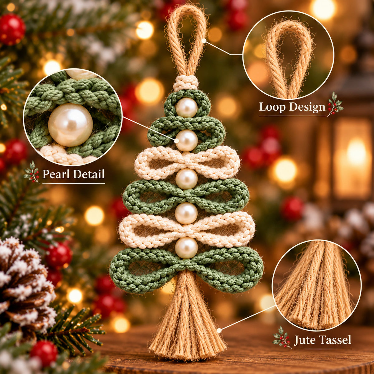 Crochet Christmas Tree Ornament Pattern PDF – Pearl & Tassel Decor