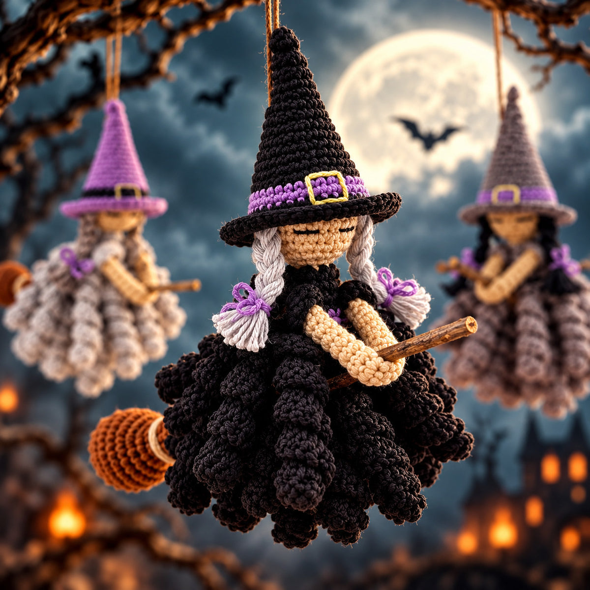 Flying Witch Crochet Pattern PDF – Halloween Witch Ornament