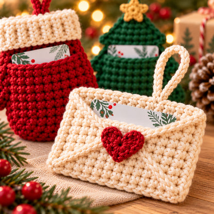 Christmas Gift Card Holder Crochet Pattern PDF – 3 Festive Designs
