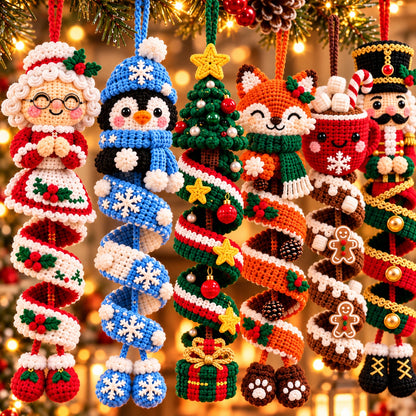 Christmas Spiral Ornaments Crochet Pattern PDF Bundle – 6 Festive Designs