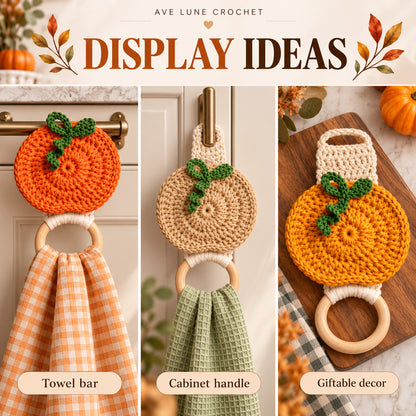 Pumpkin Towel Holder Crochet Pattern PDF – Fall Kitchen Decor