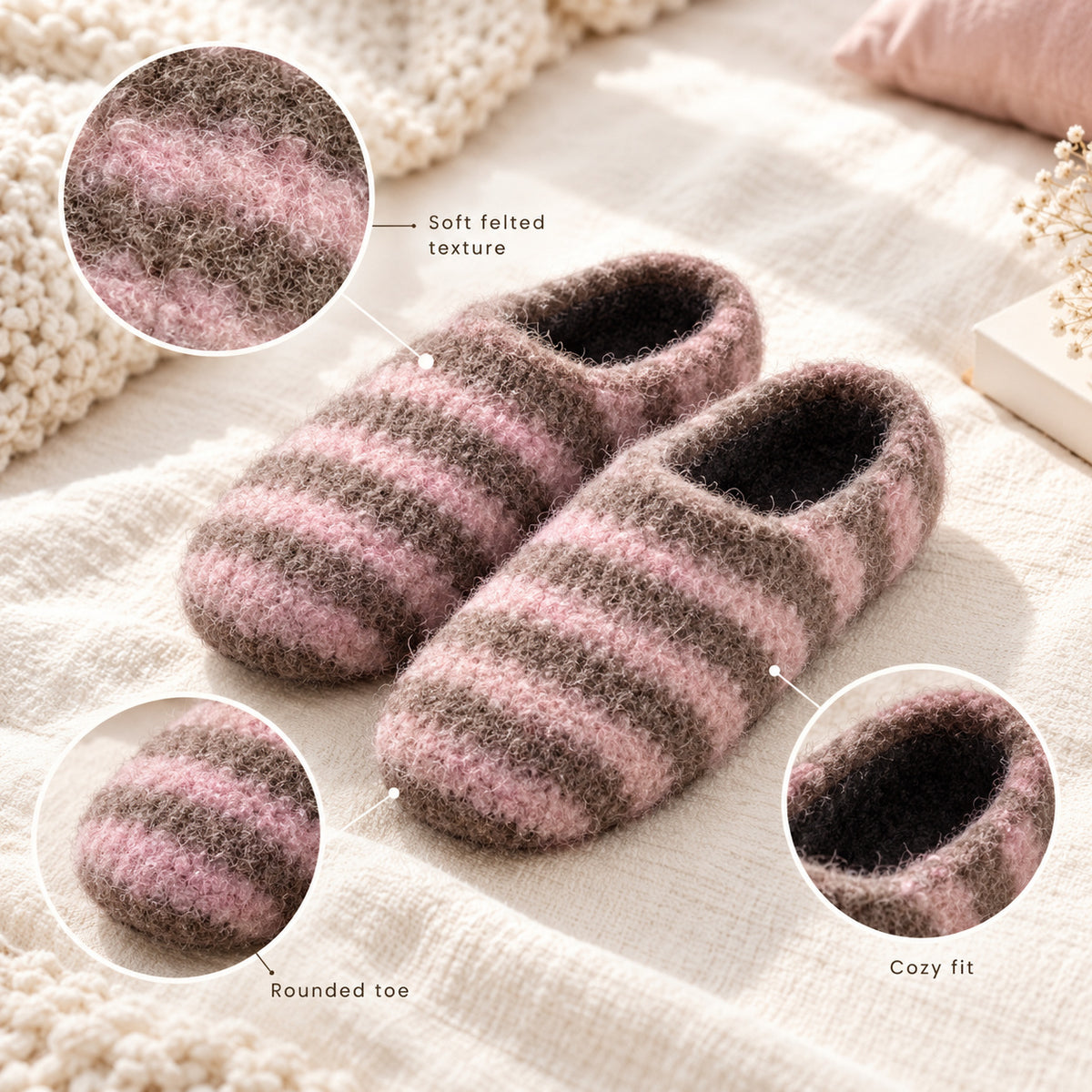 Felted Crochet Slippers Pattern PDF – Cozy Wool House Shoes