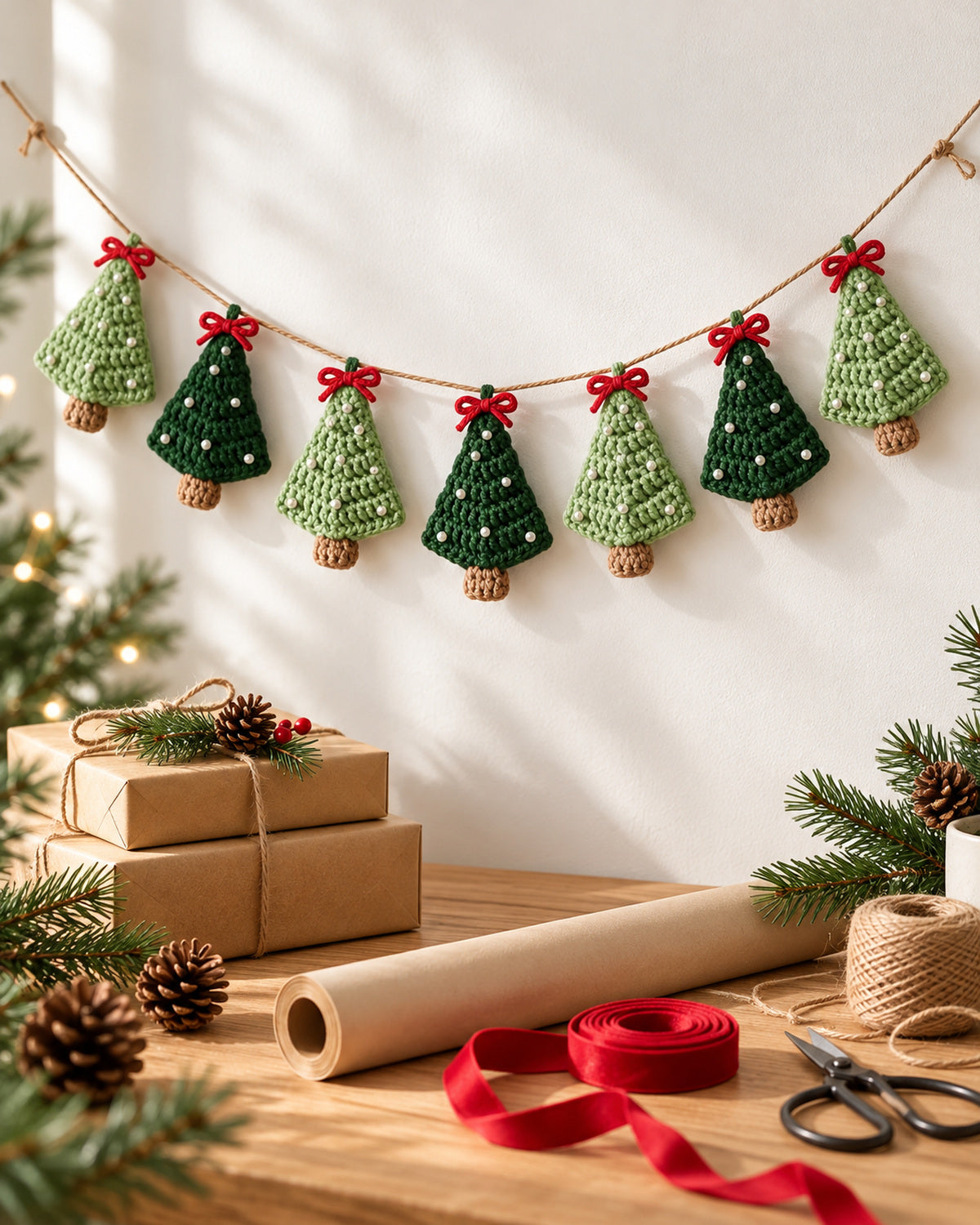 Christmas Tree Garland Crochet Pattern PDF – Mini Holiday Tree Bunting | Ave Lune Crochet