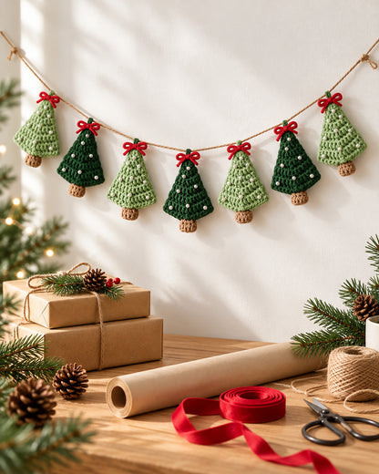 Christmas Tree Garland Crochet Pattern PDF – Mini Holiday Tree Bunting | Ave Lune Crochet