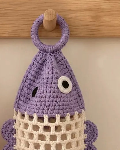 Little Fish Bag Keeper Crochet Pattern PDF – Hanging Plastic Bag Holder