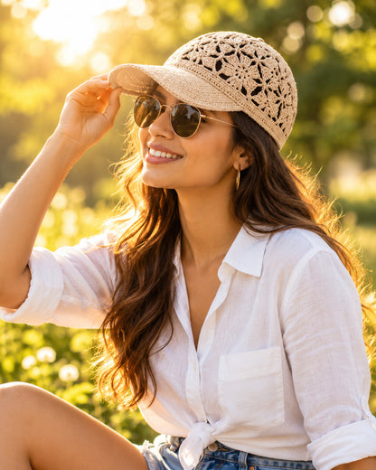 Floral Lace Crochet Cap Pattern PDF + Video – Crochet Baseball Hat