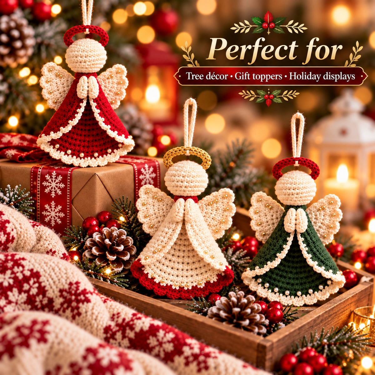 Christmas Angel Ornament Crochet Pattern PDF – Amigurumi Tree Decorations