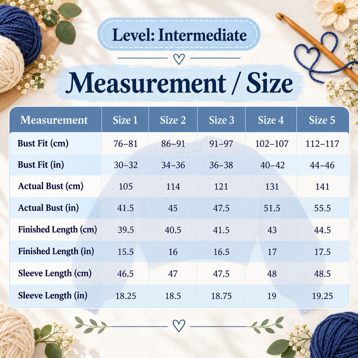 Navy Cloud Crochet Sweater Pattern PDF – Cropped Balloon Sleeve Pullover