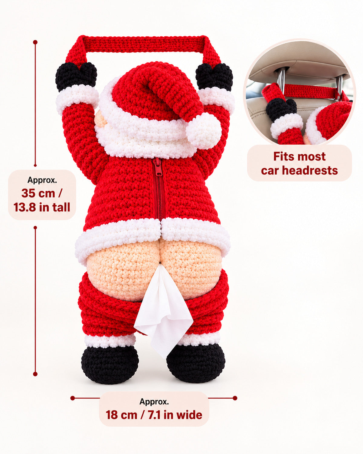 Funny Santa Tissue Holder Crochet Pattern PDF – Christmas Car Decor