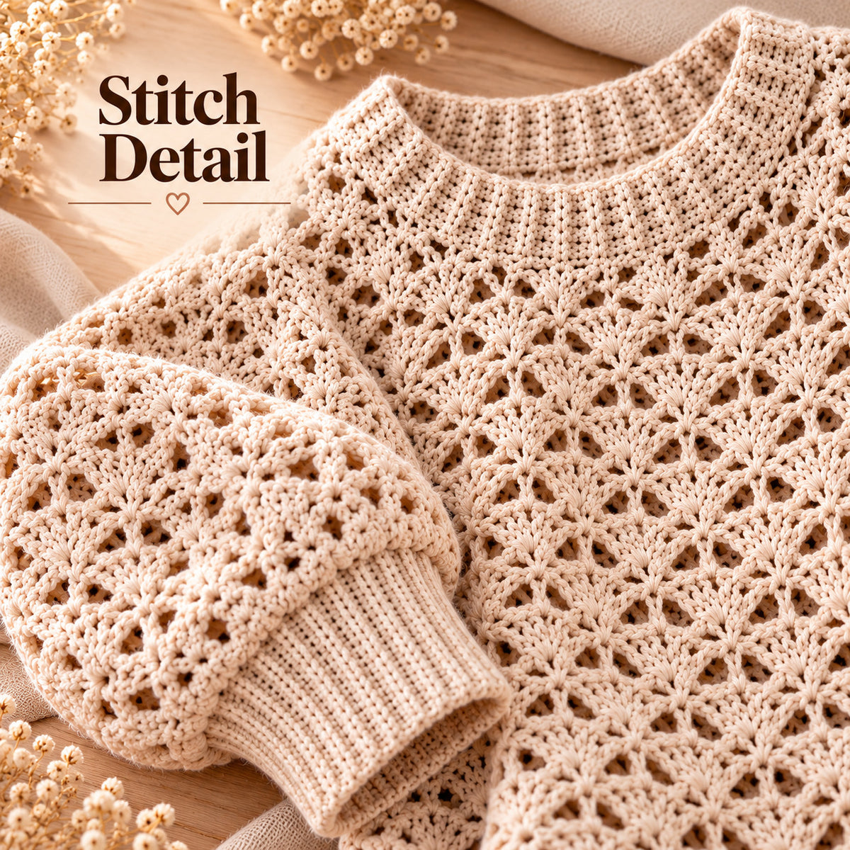 Crochet Lace Pullover Pattern PDF – Balloon Sleeves