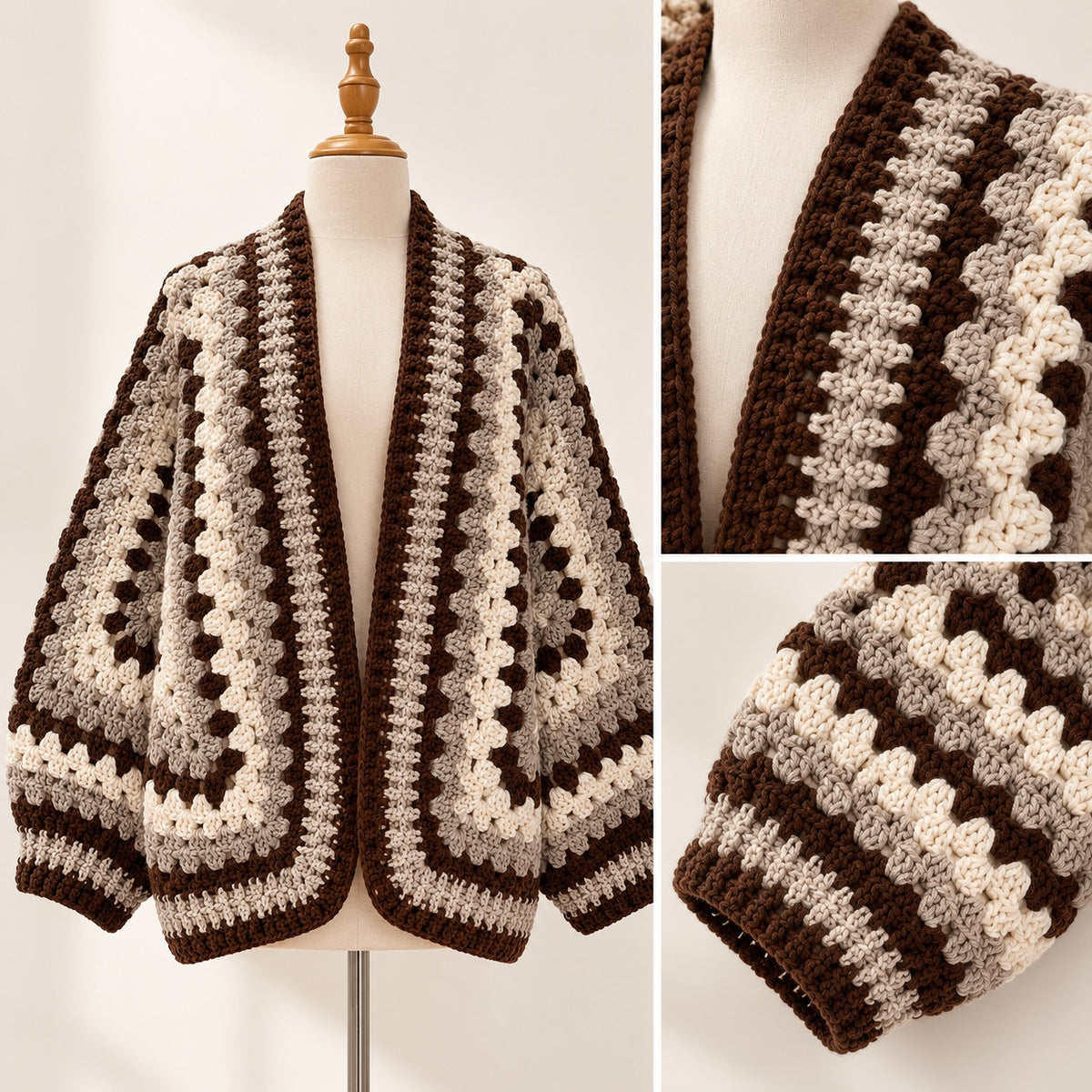 Granny Hexagon Cardigan Crochet Pattern PDF – Chunky Oversized Sweater
