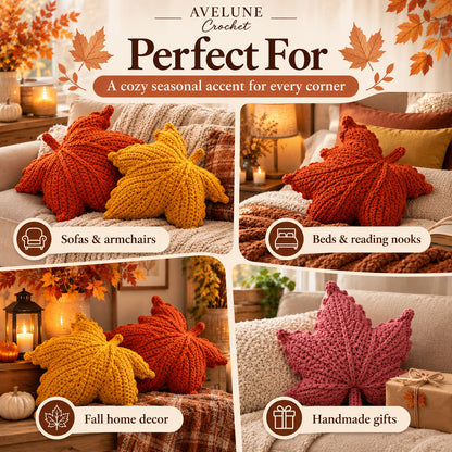 Crochet Maple Leaf Pillow Pattern PDF | Fall & Autumn Leaf Cushion, Cozy Home Decor