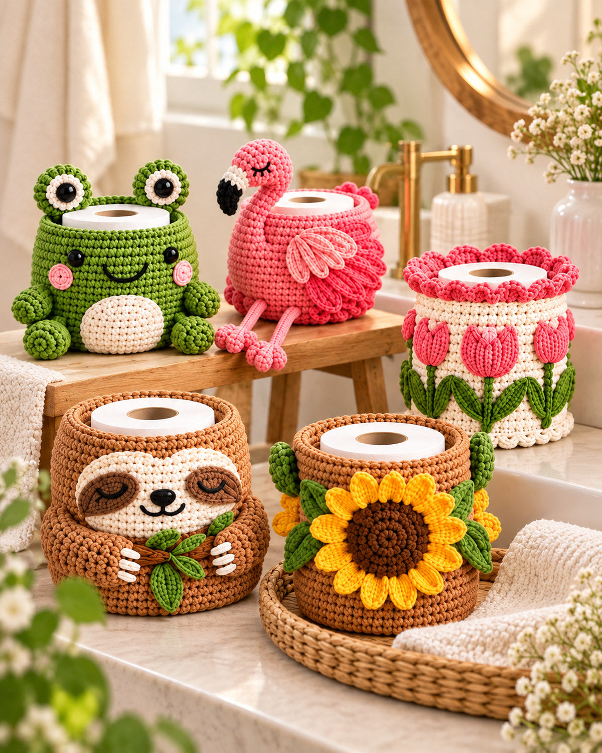 Crochet Toilet Paper Holder Patterns PDF – Cute Bathroom Decor Bundle