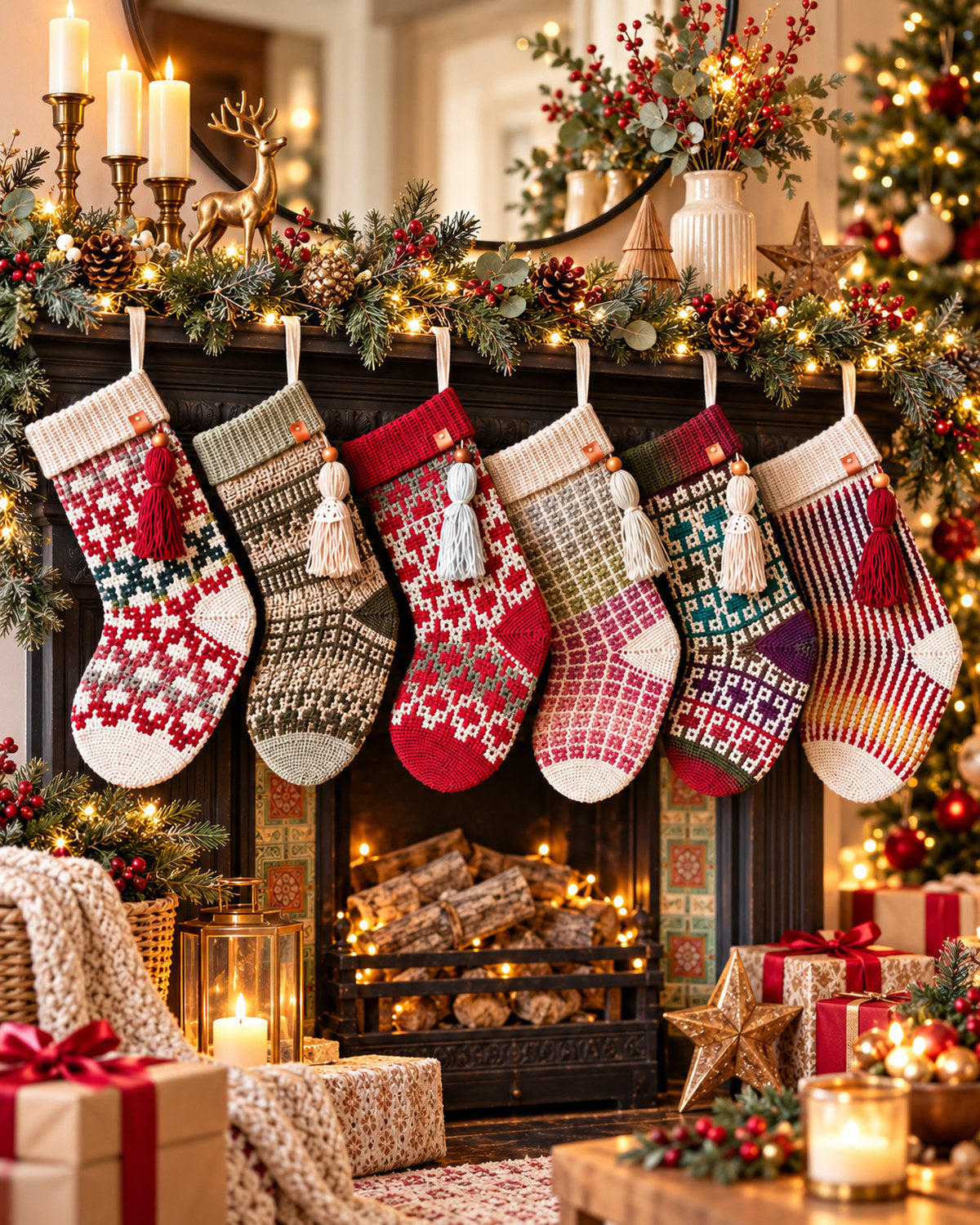 Mosaic Crochet Christmas Stocking Pattern Bundle PDF – 5 Designs