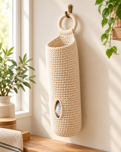 Tuck-Away Bag Keeper Crochet Pattern PDF – Hanging Plastic Bag Holder