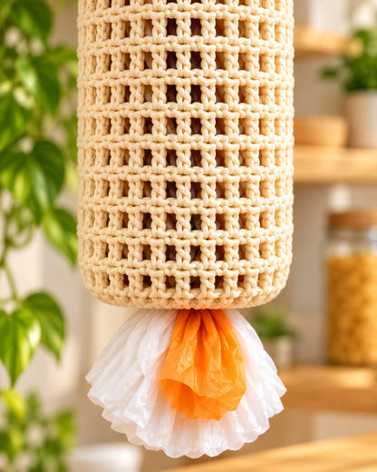 Crochet Plastic Bag Holder Pattern PDF – Hanging Mesh Bag Dispenser