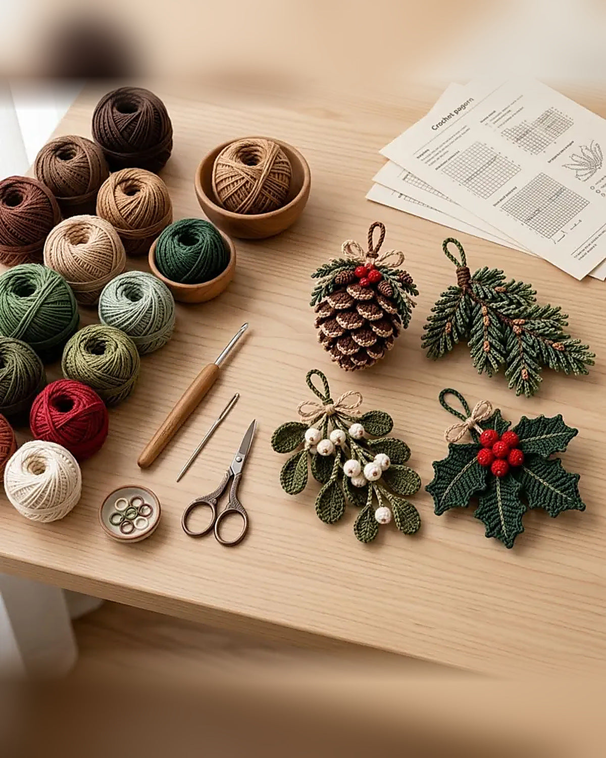 Christmas Crochet Ornament Pattern Bundle PDF – 4 Woodland Designs