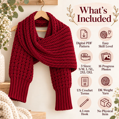 Misty Lake Crochet Sweater Scarf Pattern PDF – Scarf With Sleeves