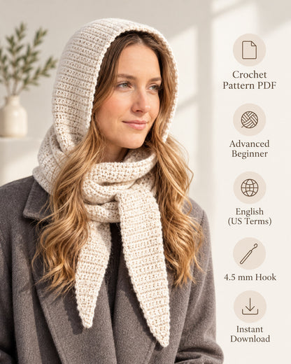 Crochet Hooded Scarf Pattern PDF – Balaclava Scarf Hood | Ave Lune Crochet