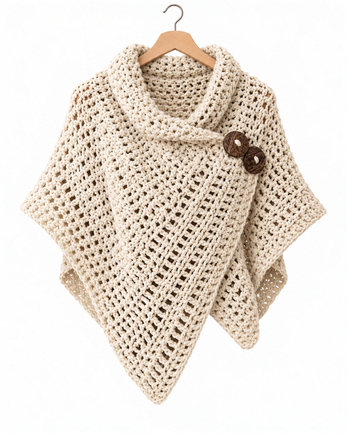 AZALI Crochet Wrap Pattern PDF – Asymmetrical Button Poncho