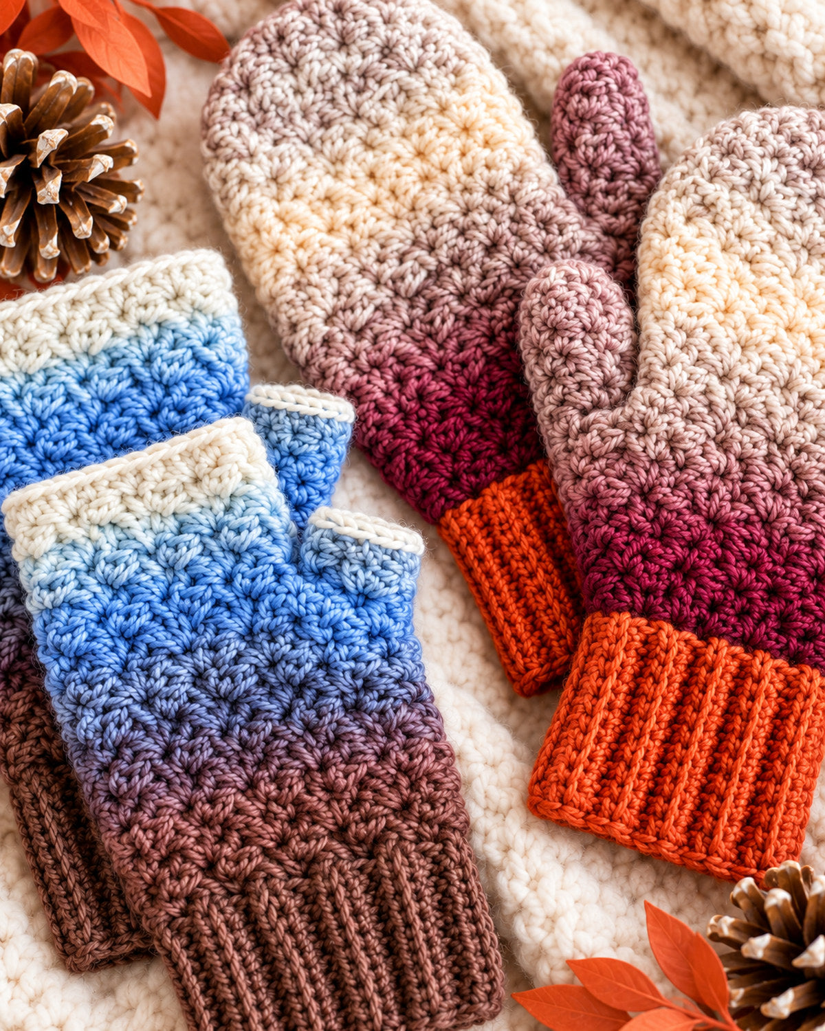 Chunky Suzette Mittens & Fingerless Gloves Crochet Pattern PDF + Video